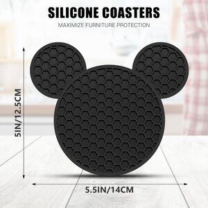 Mouse Ears Coasters Set of 4 Silicone Cup Mats